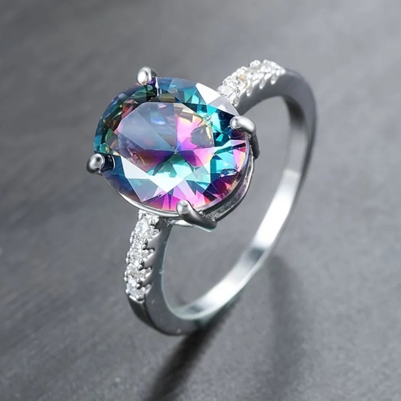🎀925 Gradient Mystic Topaz Diamond Accent Ring - Picture 2 of 6